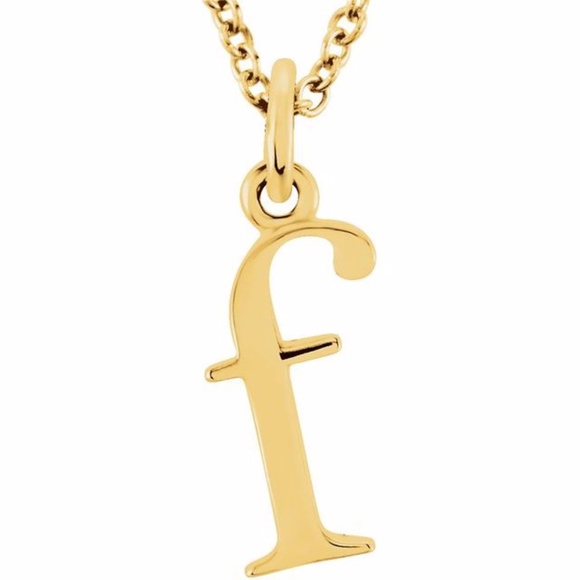 14k Gold Lowercase Initial 'f' Necklace - Picture 1 of 3